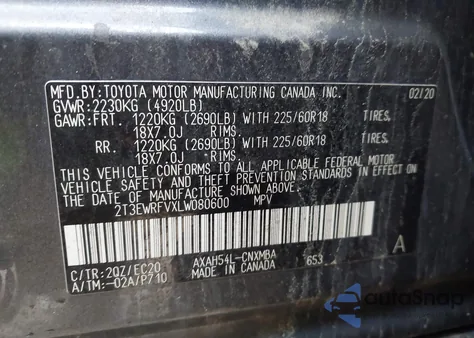 2020 Toyota Rav4 Hybrid Xse z USA, uszkodzony, nr VIN 2T3EWRFVXLW080600